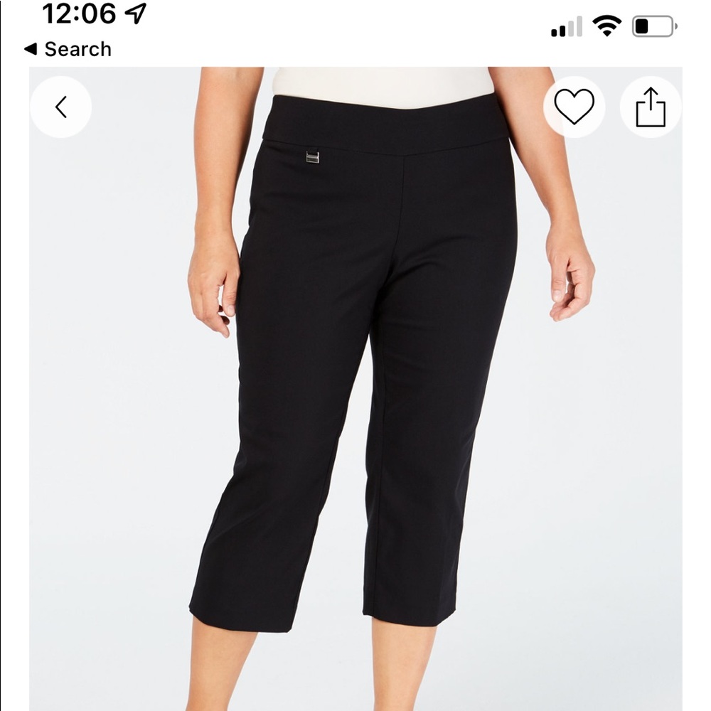 Alfani black capri pants, pull on with tummy control